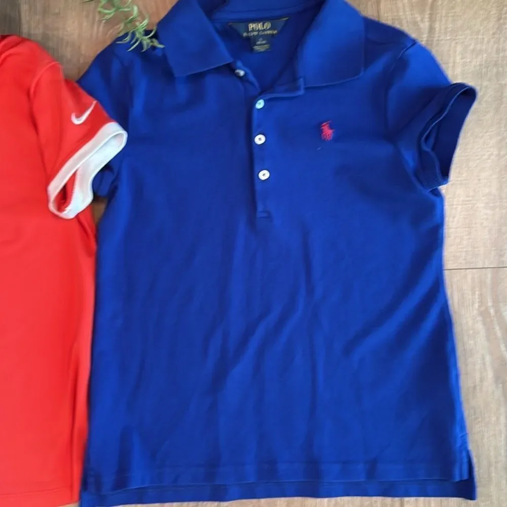 ((2 PIECE)) GIRLS GOLF STYLE POLO SHIRTS NIKE AND POLO RALPH LAUREN SIZE 8